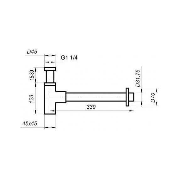 Сифон для умывальника BelBagno BB-SMQ2-BORO, брашированное золото фото 2