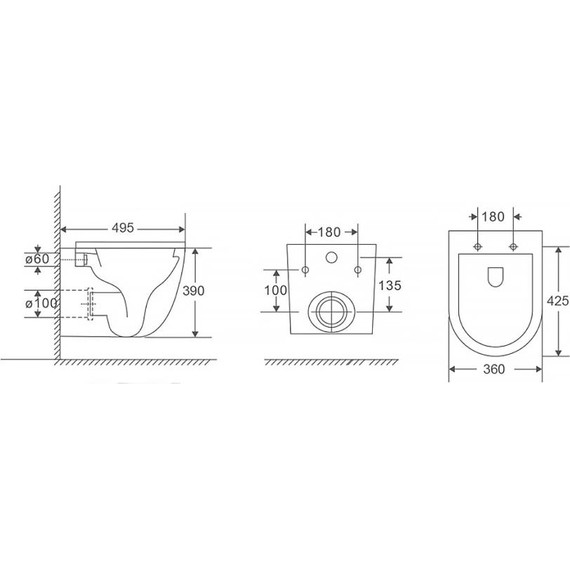 Инсталляция с подвесным безободковым унитазом AN Bloom сиденье микролифт, крепление (система смыва Торнадо) фото 24