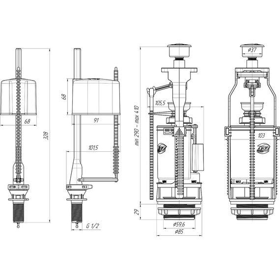 Сливной механизм Ани Пласт WC3550 фото 2