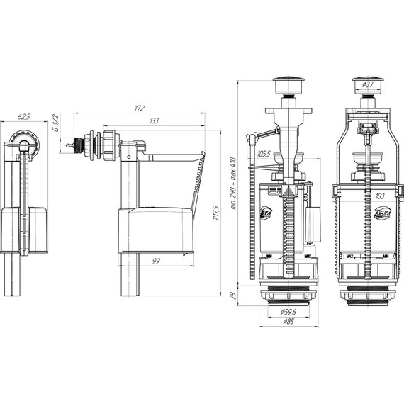 Сливной механизм Ани Пласт WC3050 фото 2