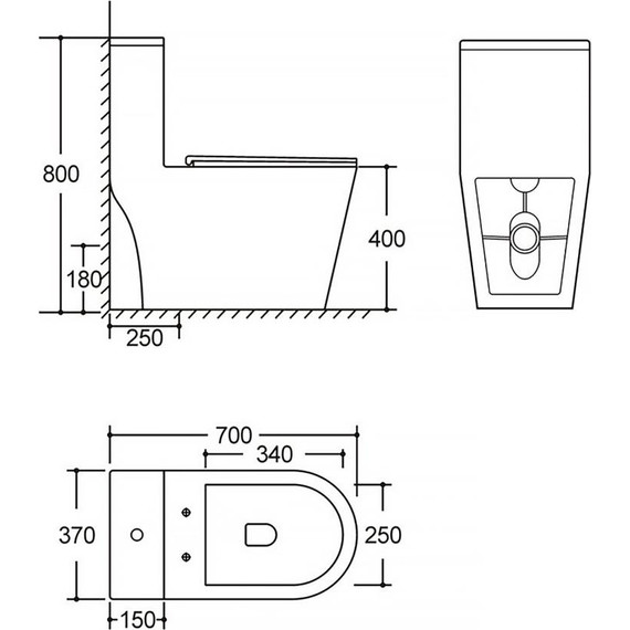 Унитаз-моноблок AN Rain с крышкой микролифт (система смыва Торнадо) фото 21