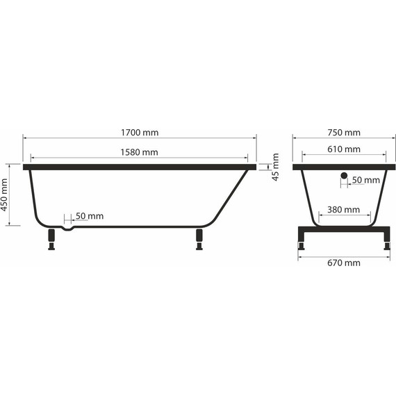 Ванна каменная Sole Epsilon ТМ 170x75 см фото 7