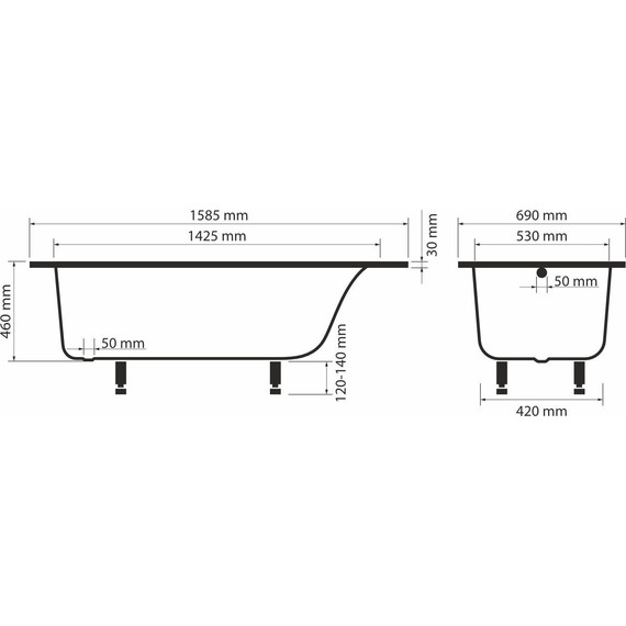Ванна каменная Sole Mediana ТМ 160x70 см фото 7
