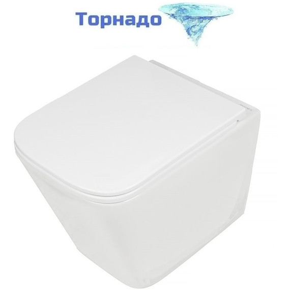 Унитаз подвесной безободковый AN Bitt с крышкой микролифт (система смыва Торнадо) фото 