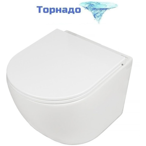Унитаз подвесной безободковый AN Sky с крышкой микролифт (система смыва Торнадо) фото 