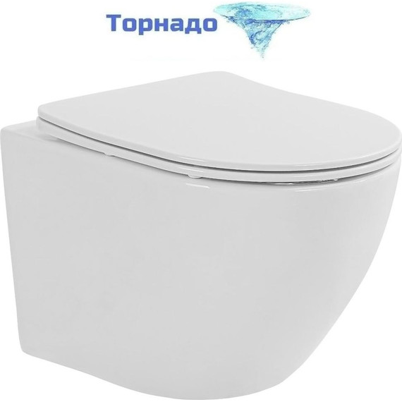 Унитаз подвесной безободковый Taliente Amato Esteso T3 AE65053 с крышкой микролифт (система смыва Торнадо) фото 2