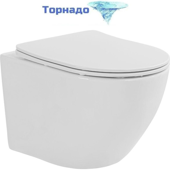 Унитаз подвесной безободковый Taliente Amato Tornado 3 AM55003 с крышкой микролифт (система смыва Торнадо) - 2 Унитаз подвесной безободковый Taliente Amato Tornado 3 AM55003 с крышкой микролифт (система смыва Торнадо) фото 2