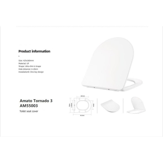 Унитаз подвесной безободковый Taliente Amato Tornado 3 AM55003 с крышкой микролифт (система смыва Торнадо) - 8 Унитаз подвесной безободковый Taliente Amato Tornado 3 AM55003 с крышкой микролифт (система смыва Торнадо) фото 8