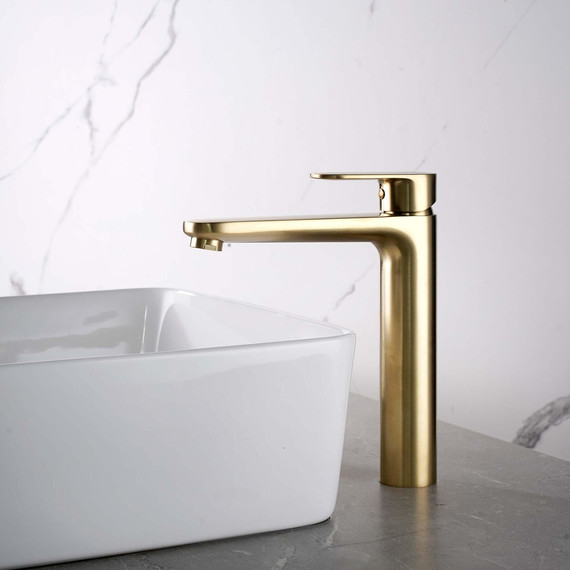 Смеситель для раковины высокий Aquatek Ника AQ1804BG, золото фото 4