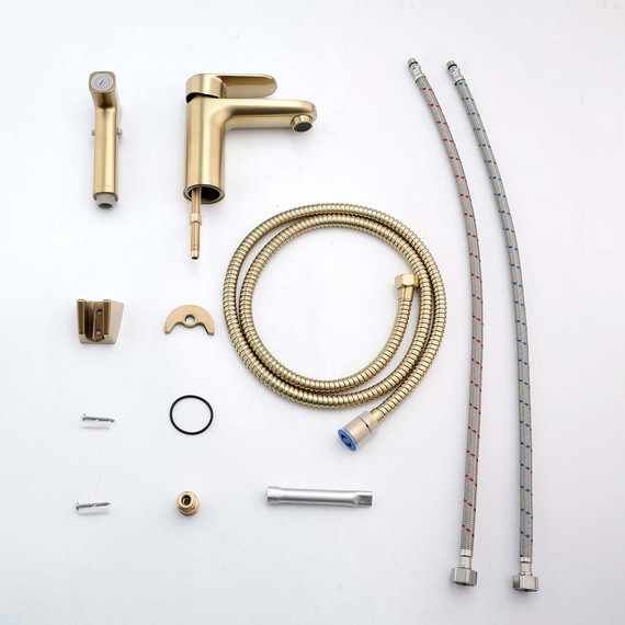 Смеситель для раковины с лейкой для биде Aquatek Ника AQ1812BG, золото - 3 Смеситель для раковины с лейкой для биде Aquatek Ника AQ1812BG, золото фото 3