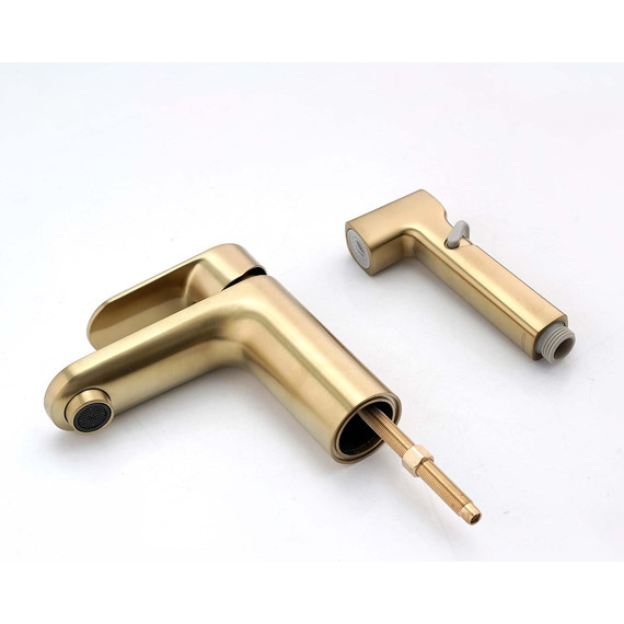 Смеситель для раковины с лейкой для биде Aquatek Ника AQ1812BG, золото - 4 Смеситель для раковины с лейкой для биде Aquatek Ника AQ1812BG, золото фото 4