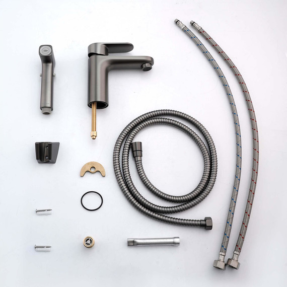 Смеситель для раковины с лейкой для биде Aquatek Ника AQ1812BGM, оружейная сталь - 5 Смеситель для раковины с лейкой для биде Aquatek Ника AQ1812BGM, оружейная сталь фото 5