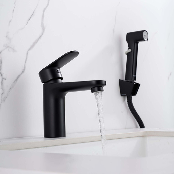 Смеситель для раковины с лейкой для биде Aquatek Ника AQ1812MB, чёрный матовый - 7 Смеситель для раковины с лейкой для биде Aquatek Ника AQ1812MB, чёрный матовый фото 7