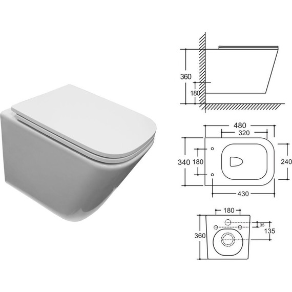 Унитаз подвесной безободковый Azario Armonia AZ-2403 с крышкой микролифт (Система смыва торнадо) фото 14