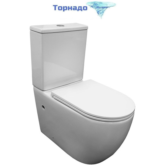Унитаз-компакт безободковый Azario Verona AZ-8301 с крышкой микролифт (система смыва Торнадо) фото 