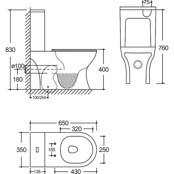 Унитаз-компакт безободковый Azario Tesoro AZ-8501 с крышкой микролифт (система смыва Торнадо) фото 15