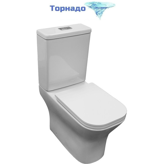 Унитаз-компакт безободковый Azario Milagro AZ-8502 с крышкой микролифт (система смыва Торнадо) фото 