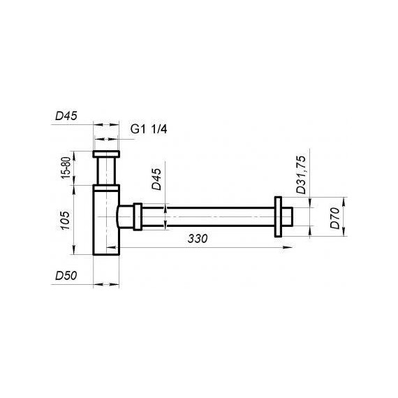 Сифон для умывальника BelBagno BB-SMT2-GM, оружейная сталь фото 2