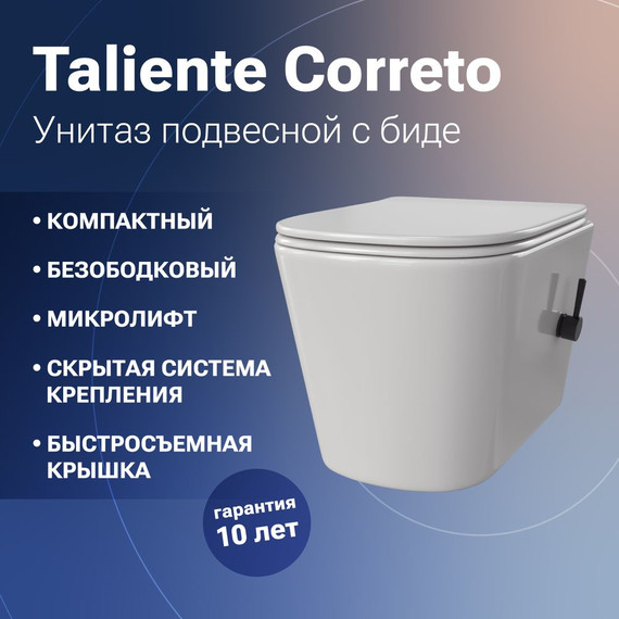 Унитаз-биде подвесной Taliente Correto CR25200 SMnero с крышкой микролифт фото 