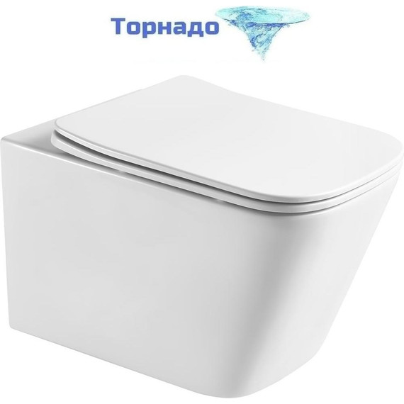 Унитаз подвесной безободковый Taliente Correto Tornado 3 CR55003 с крышкой микролифт (система смыва Торнадо) фото 2