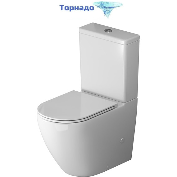 Унитаз-компакт безободковый Grossman GR-4407SQ с крышкой микролифт (Система смыва торнадо) фото 