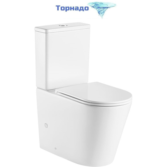 Унитаз-компакт безободковый Grossman GR-4449SQ с крышкой микролифт (Система смыва торнадо), Цвет производителя: белый фото 