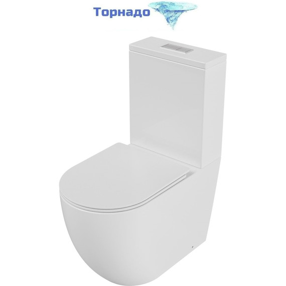 Унитаз-компакт безободковый Grossman GR-4494SQ с крышкой микролифт (Система смыва торнадо), Цвет производителя: белый фото 
