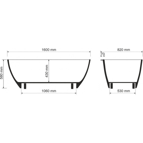 Ванна каменная Sole Teta ТМ 160x80 см фото 10