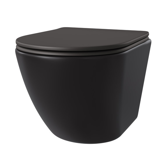 Унитаз подвесной безободковый Taliente Amato AM25010 Nero с крышкой микролифт, чёрный матовый фото 2