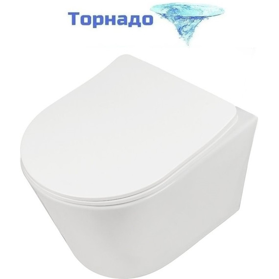 Унитаз подвесной безободковый AN Atria с крышкой микролифт (система смыва Торнадо) фото 
