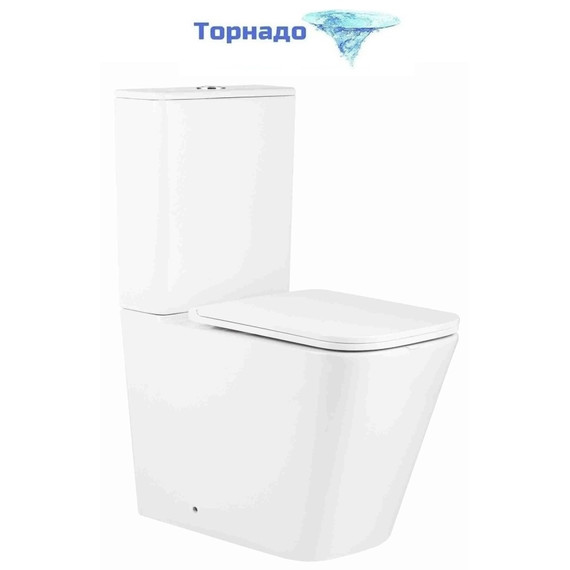 Унитаз-компакт безободковый AN Etta с крышкой микролифт (система смыва Торнадо) фото 