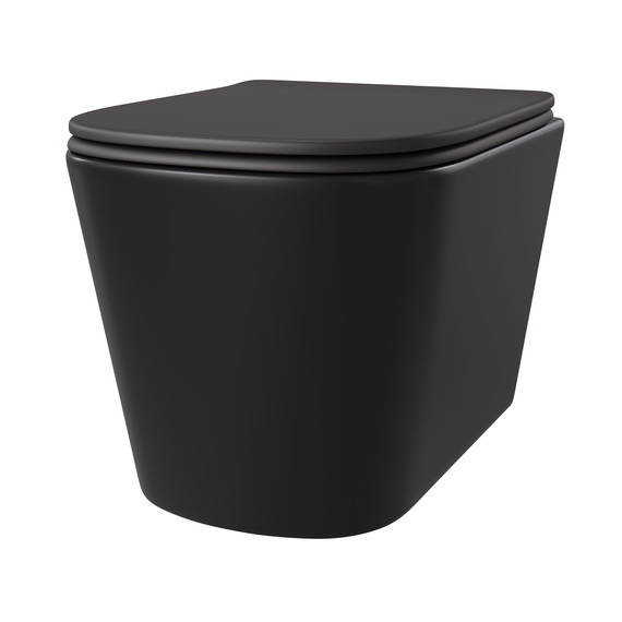 Унитаз подвесной безободковый Taliente Correto CR25200 Nero с крышкой микролифт, чёрный матовый, Цвет производителя: чёрный матовый фото 2