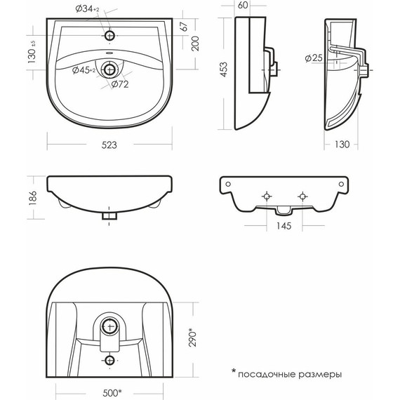 Раковина врезная Sanita Аттика 50 см WB.FN/Attica/50-C/WHT.G/S1 фото 6