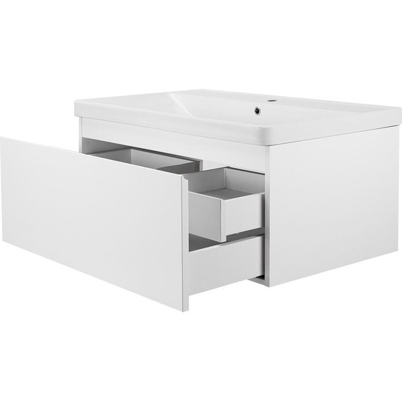 Тумба подвесная с раковиной AN Сандра 80 см, белый фото 3