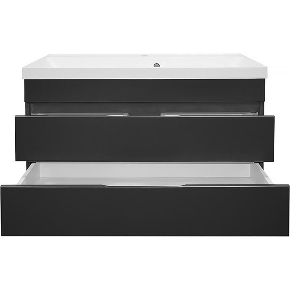 Тумба подвесная с раковиной AN Эстелла 100 см, графит фото 5