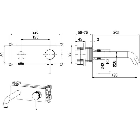 Смеситель для раковины настенный Allen Brau Priority 5.31003-GB (со скрытой частью) золото фото 2