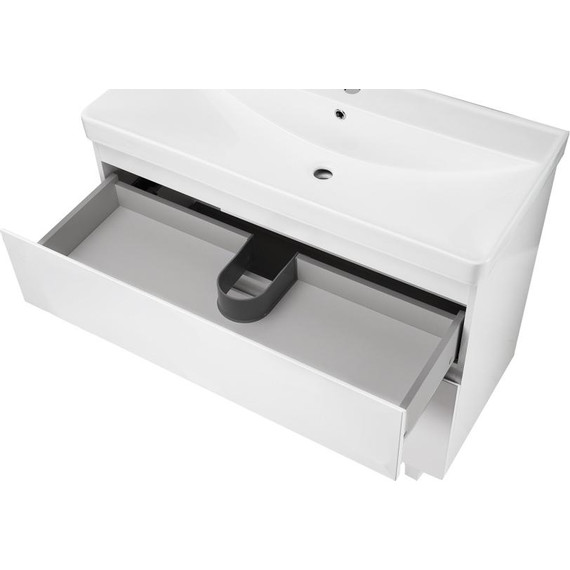 Тумба напольная с раковиной AN Сандра 100 см, белый фото 5