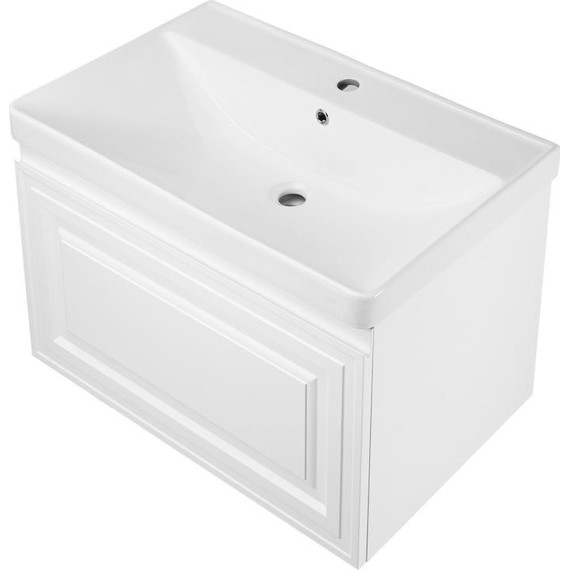 Тумба подвесная с раковиной AN Элен 80 см, белый матовый фото 2