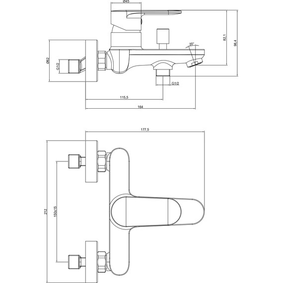 Смеситель для ванны Aquatek Ника AQ1840CR фото 8