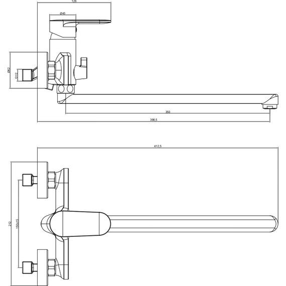 Смеситель для ванны Aquatek Ника AQ1842MB, чёрный матовый фото 8