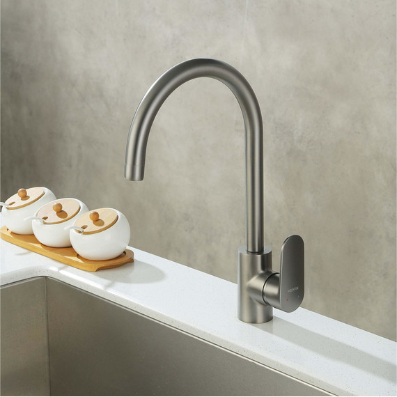 Смеситель для кухни Aquatek Ника AQ1882BGM, оружейная сталь фото 5