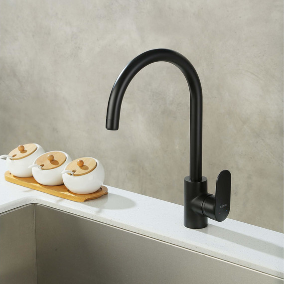 Смеситель для кухни Aquatek Ника AQ1882MB, чёрный матовый фото 5