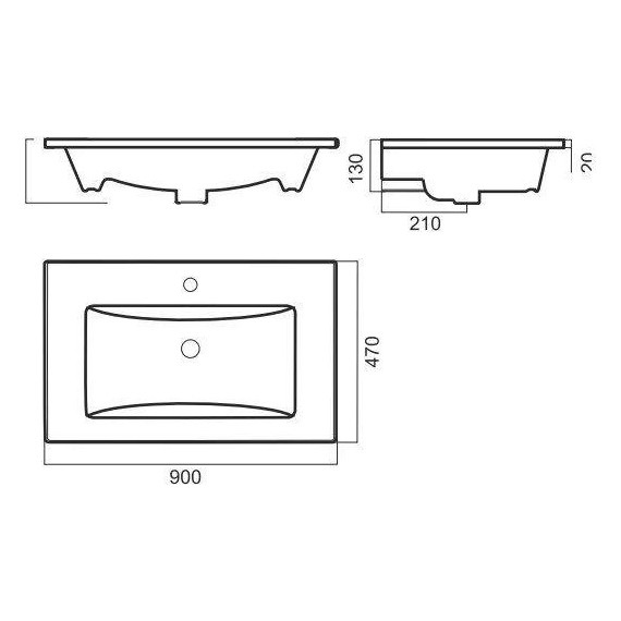 Раковина врезная Sanita Luxe Quadro 90 см WB.FN/Quadro/90-C/WHT.G/S1 фото 4