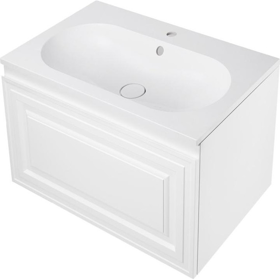 Тумба подвесная с раковиной AN Элен 80 см, белый матовый фото 2