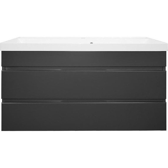 Тумба подвесная с раковиной AN Эстелла 100 см, графит фото 4