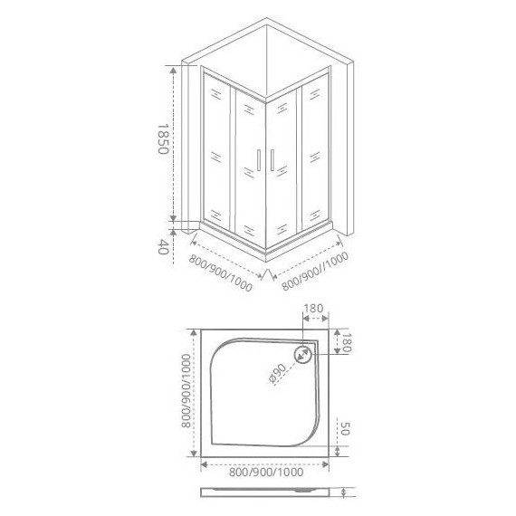 Душевое ограждение Bas Infinity CR-90-C-CH 90х90 см, хром/прозрачное - 5 Душевое ограждение Bas Infinity CR-90-C-CH 90х90 см, хром/прозрачное фото 5