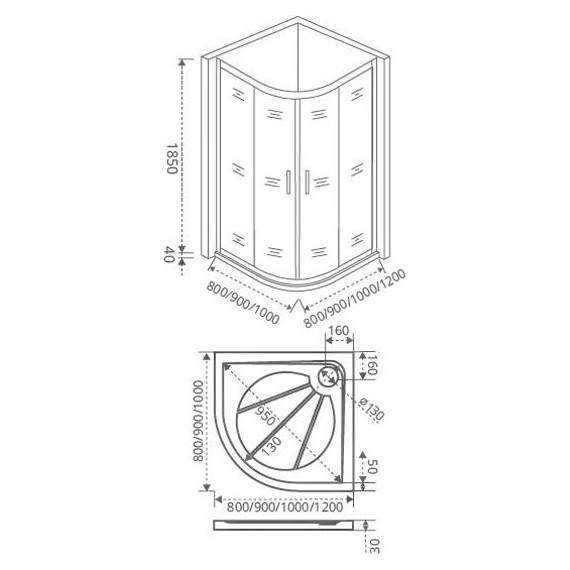 Душевое ограждение Bas Infinity R-120-G-CH 120х80 см, хром/матовое фото 3