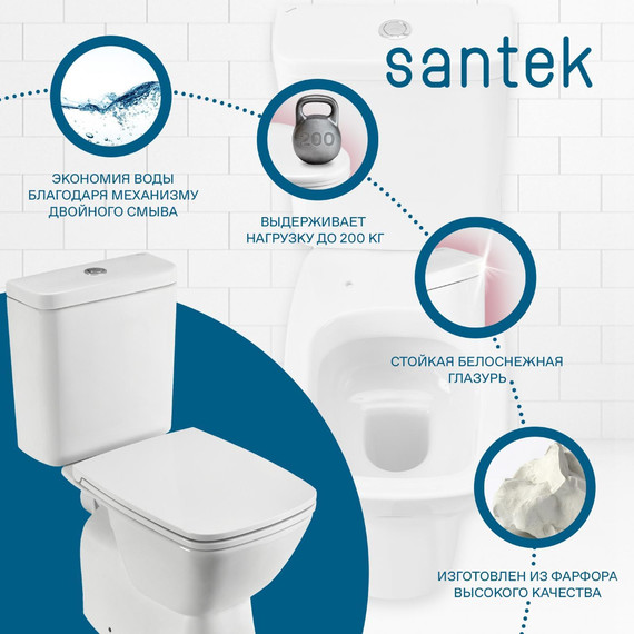 Унитаз-компакт Santek Нео 1.WH30.2.470 с тонкой крышкой микролифт фото 14