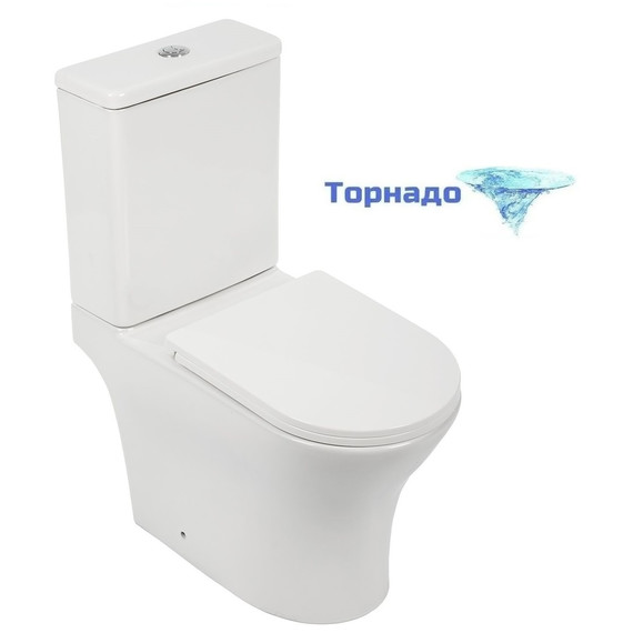 Унитаз-компакт безободковый AN Link с крышкой микролифт (система смыва Торнадо) фото 