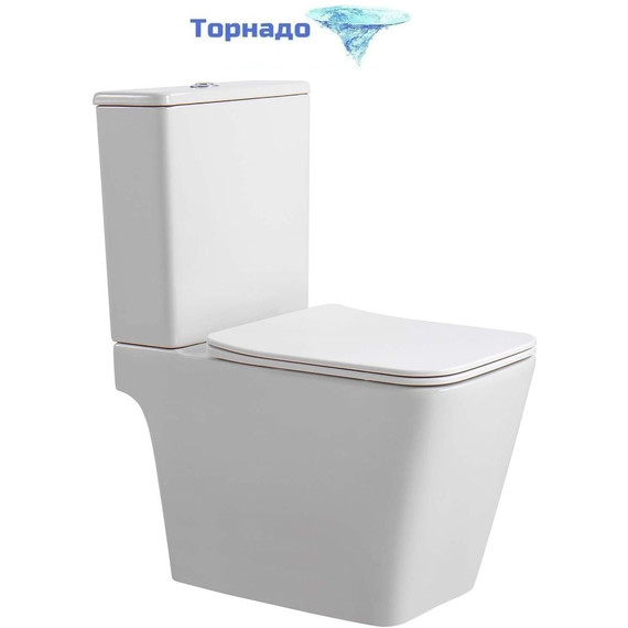 Унитаз-компакт безободковый Aquatek Либерти AQ2999T-00 с тонкой крышкой микролифт (система смыва Торнадо) фото 